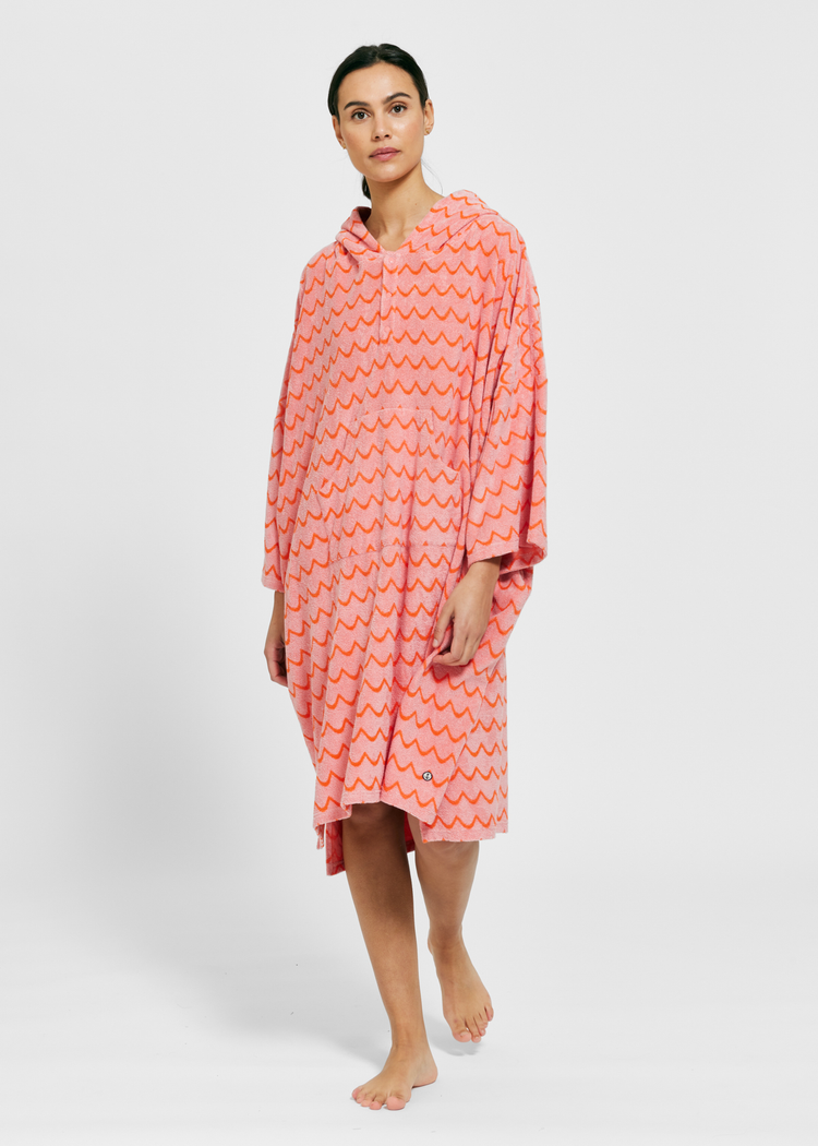 Secondary product image for "Terry poncho Wave Pink Orange LS"