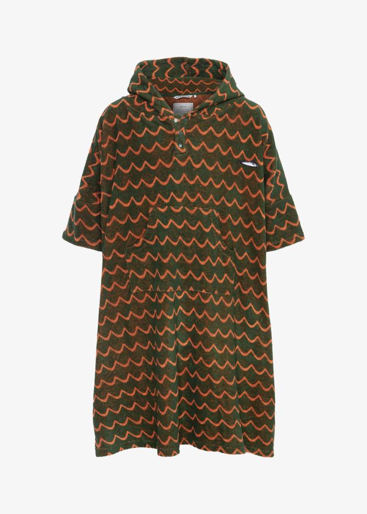 Secondary product image for "Frottéponcho Våg Grön Orange Barn LS"