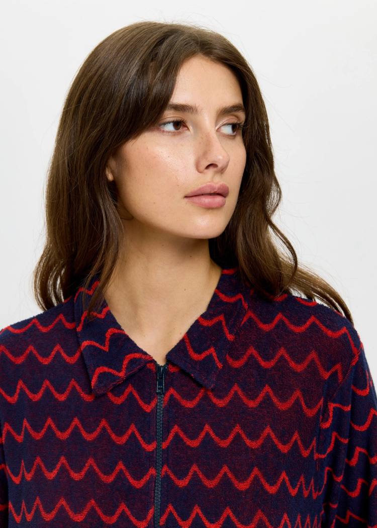 Secondary product image for "Bathrobe Archipelago Wave Navy Red"