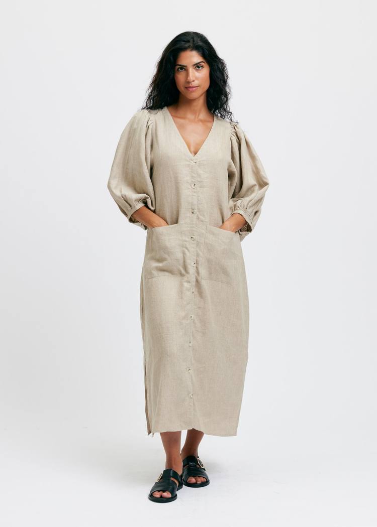 Secondary product image for "Casandra Klänning Linen Natur"