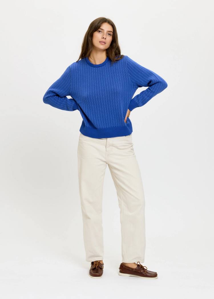 Secondary product image for "Olga Stickad Blå Bomull"