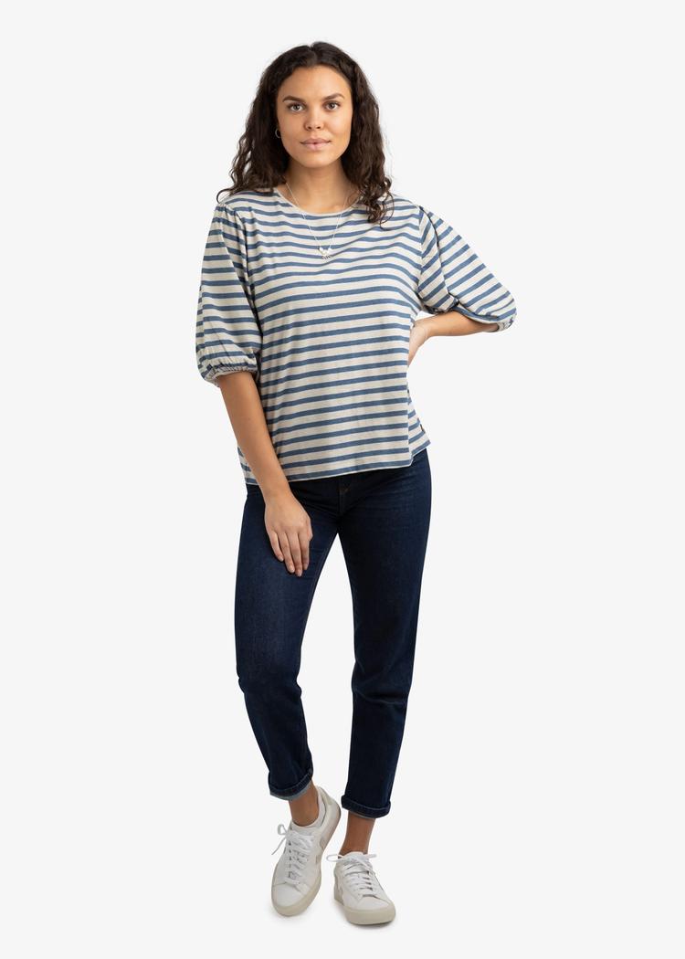 Secondary product image for "Molly Puff Blouse Stripe Blue Sand"