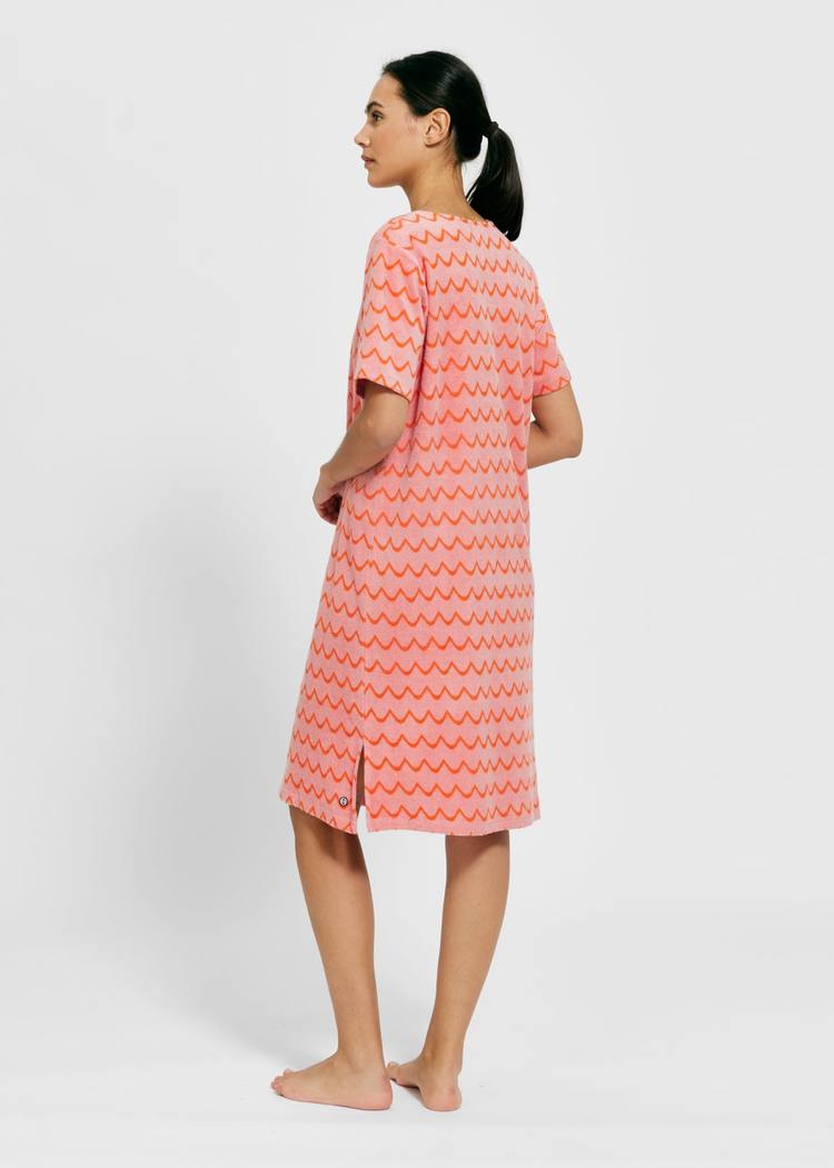 Secondary product image for "Hilda Frottéklänning Våg Rosa Orange"