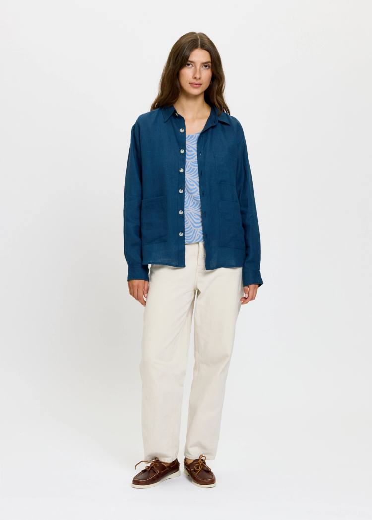 Secondary product image for "Three Pocket Shirt Linen Navy"