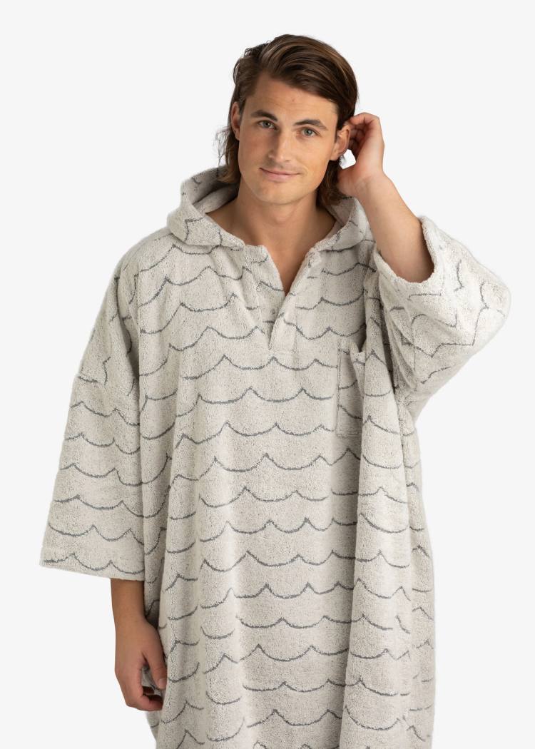 Secondary product image for "Terry Poncho Wave Ecru Long Sleeve"