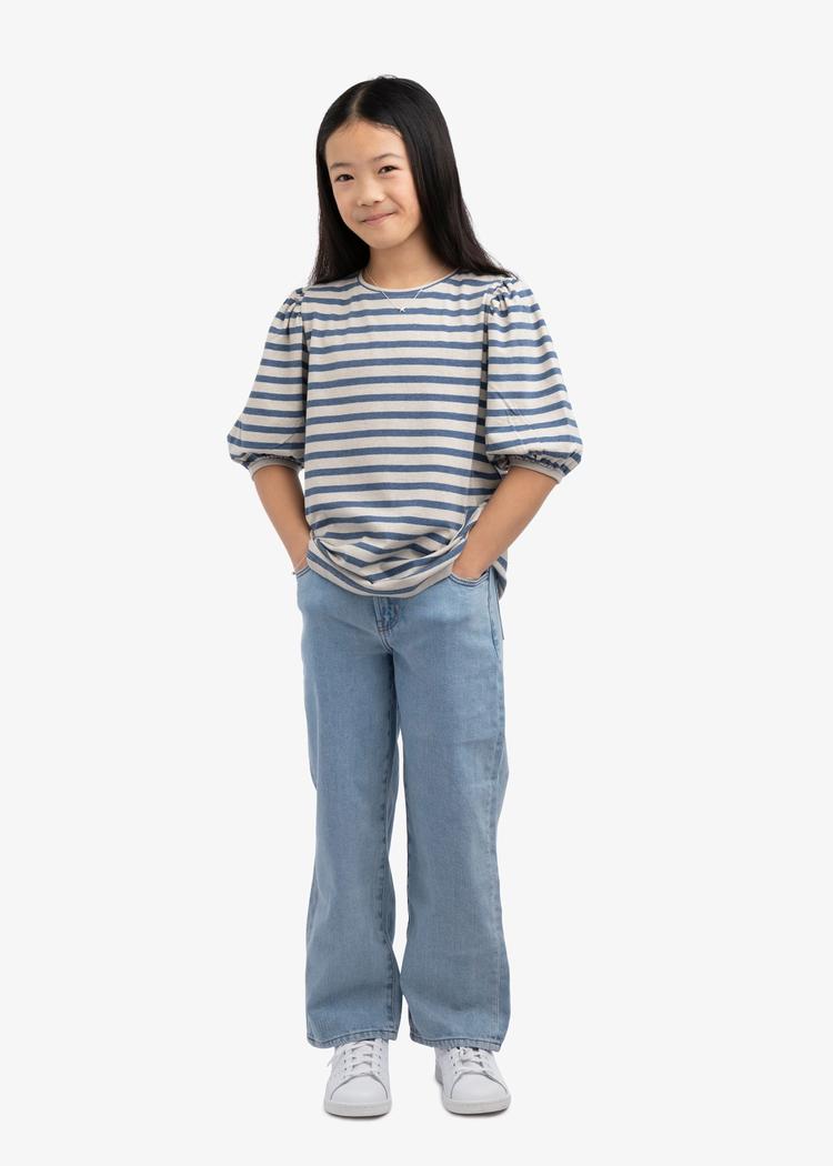 Secondary product image for "Molly Puff Blouse Stripe Blue Sand Kids"