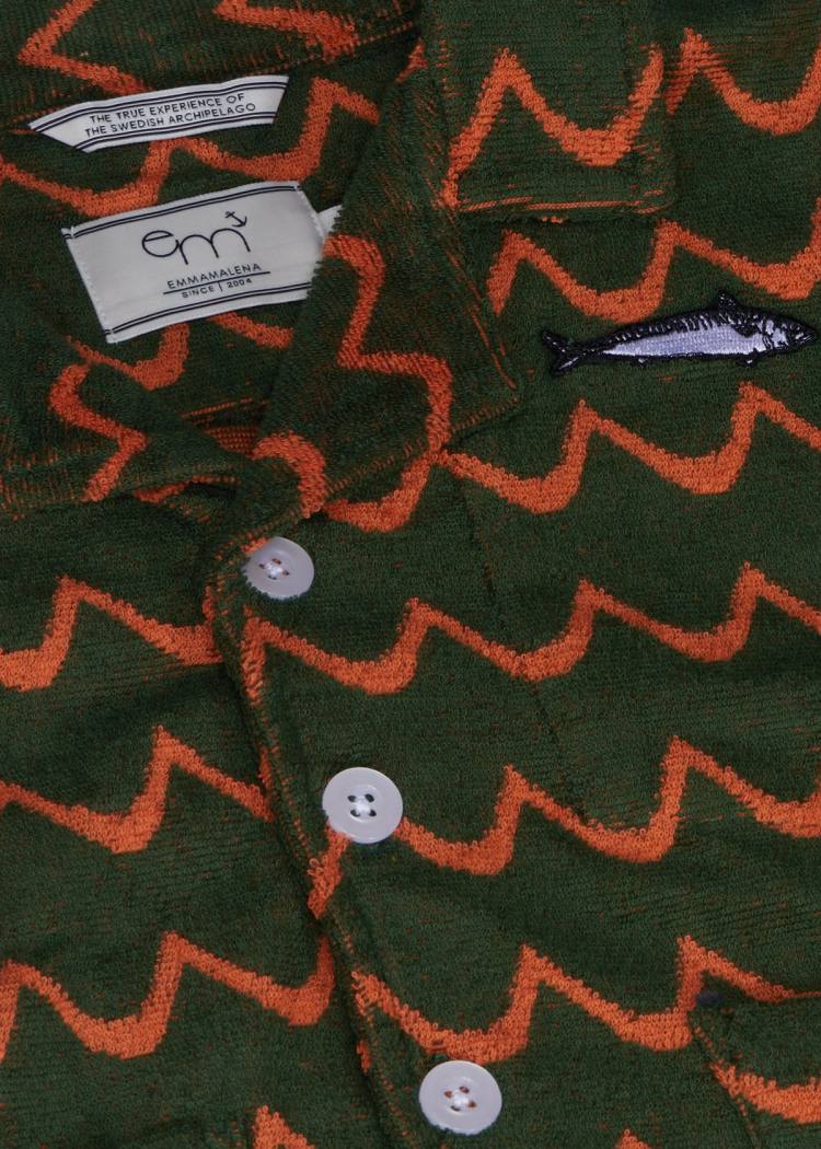Secondary product image for "Frottéskjorta Våg Grön Orange Barn"