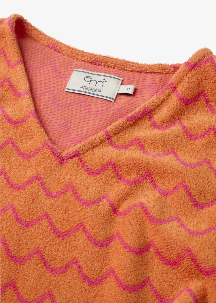 Secondary product image for "Hilda Frottéklänning Orange/Rosa Våg"