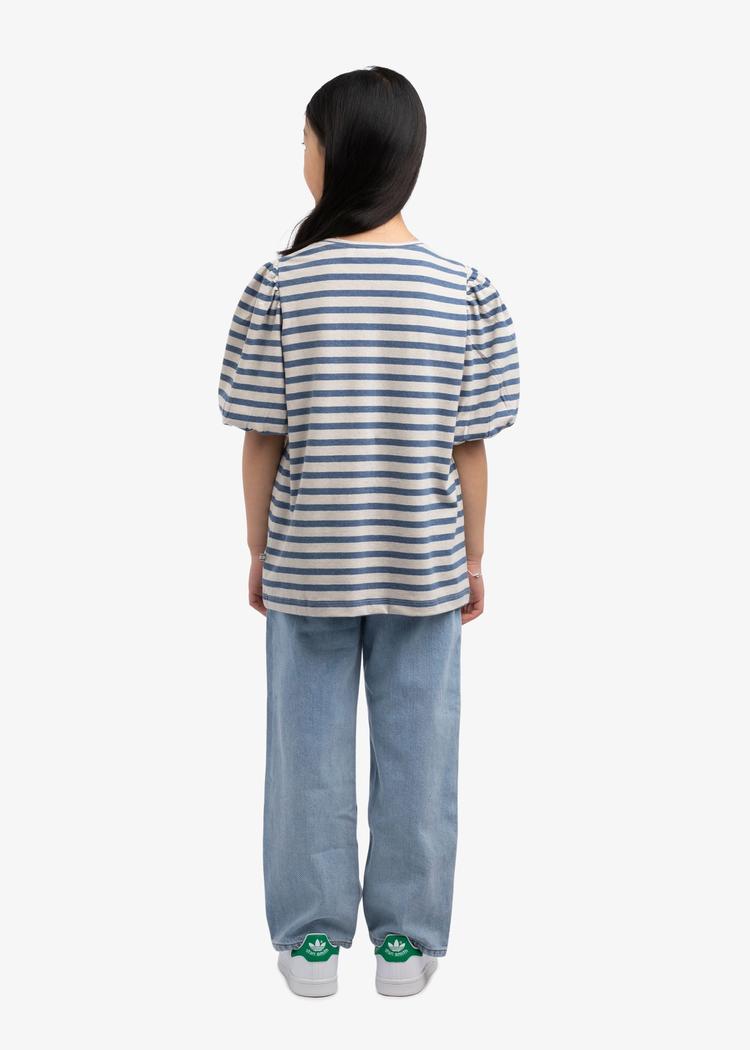 Secondary product image for "Molly Puff Blouse Stripe Blue Sand Kids"