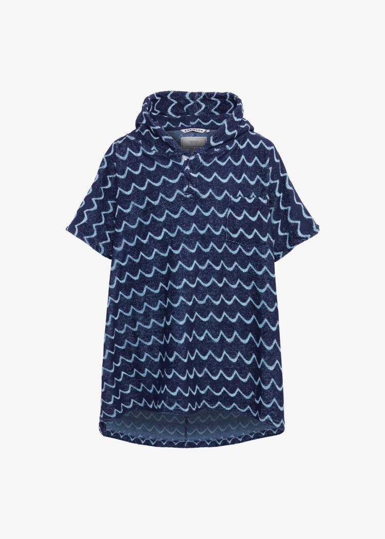 Secondary product image for "Frottéponcho Våg Navy Ljusblå Barn"