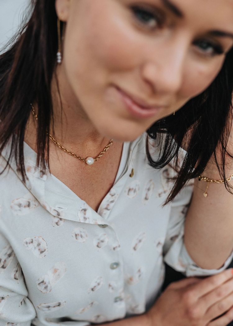Secondary product image for "Halsband Kedja Pärla Guld"