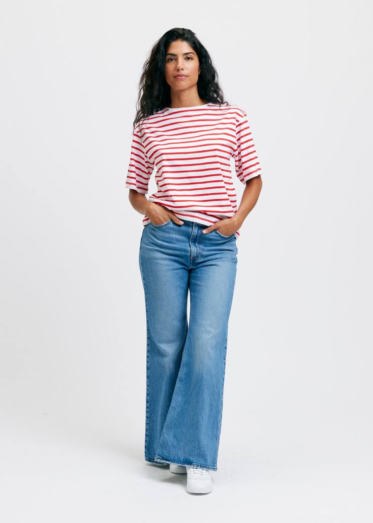 Secondary product image for "Tuva T-Shirt Stripe White Red"