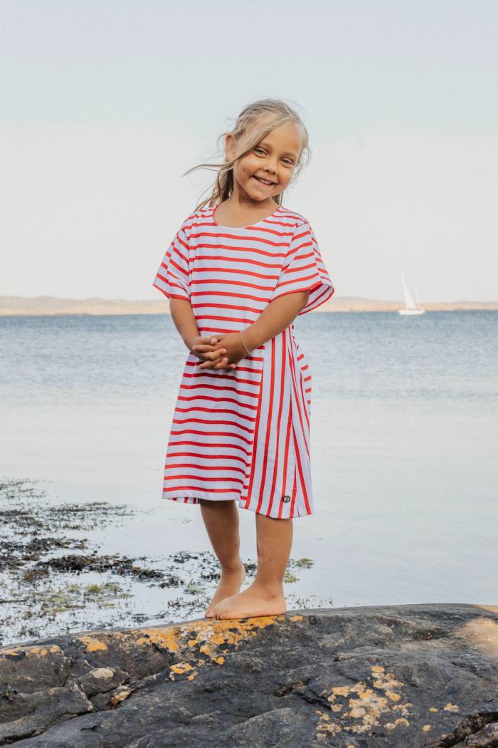 Secondary product image for "Lina Klänning Rand Röd Vit Barn"