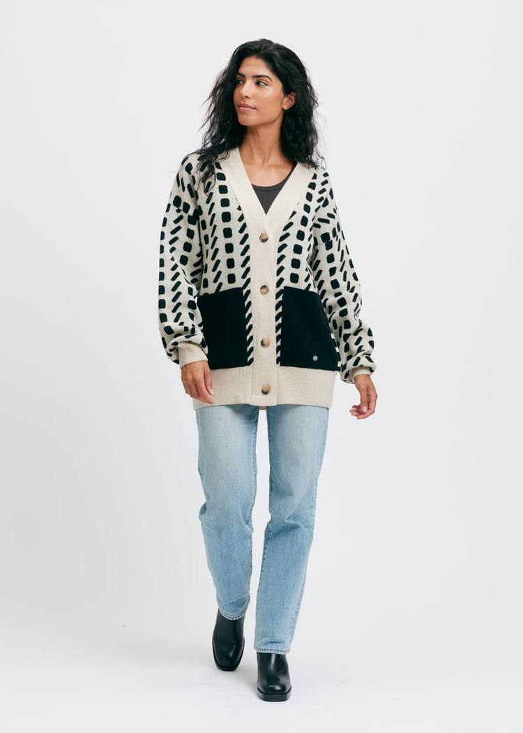 Secondary product image for "Piren Cardigan Offwhite Black"