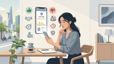 Dien thoai hien thi giao dien app Senmo voi danh gia sao