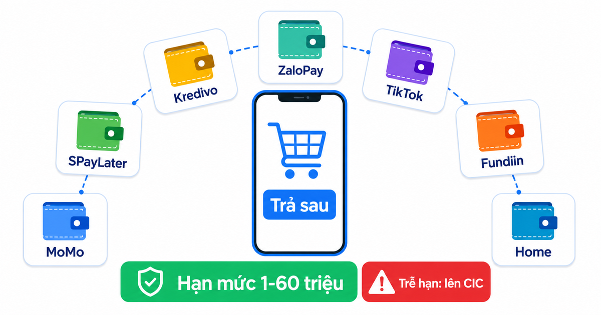 So sánh 7 ví trả sau phổ biến tại Việt Nam năm 2026 theo hạn mức và phí