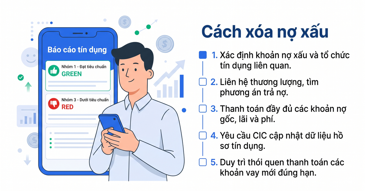 Cách xóa nợ xấu trên CIC đúng pháp luật - hướng dẫn 5 bước