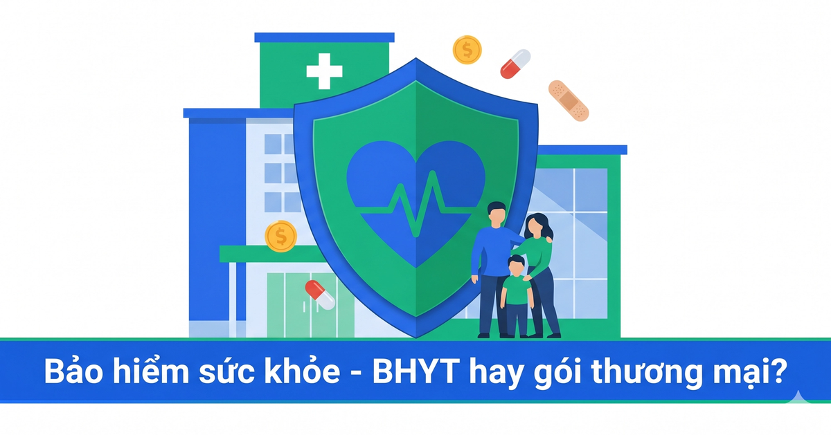Bảo hiểm sức khỏe là gì - hình minh họa lá chắn y tế bảo vệ người dân trước chi phí khám chữa bệnh