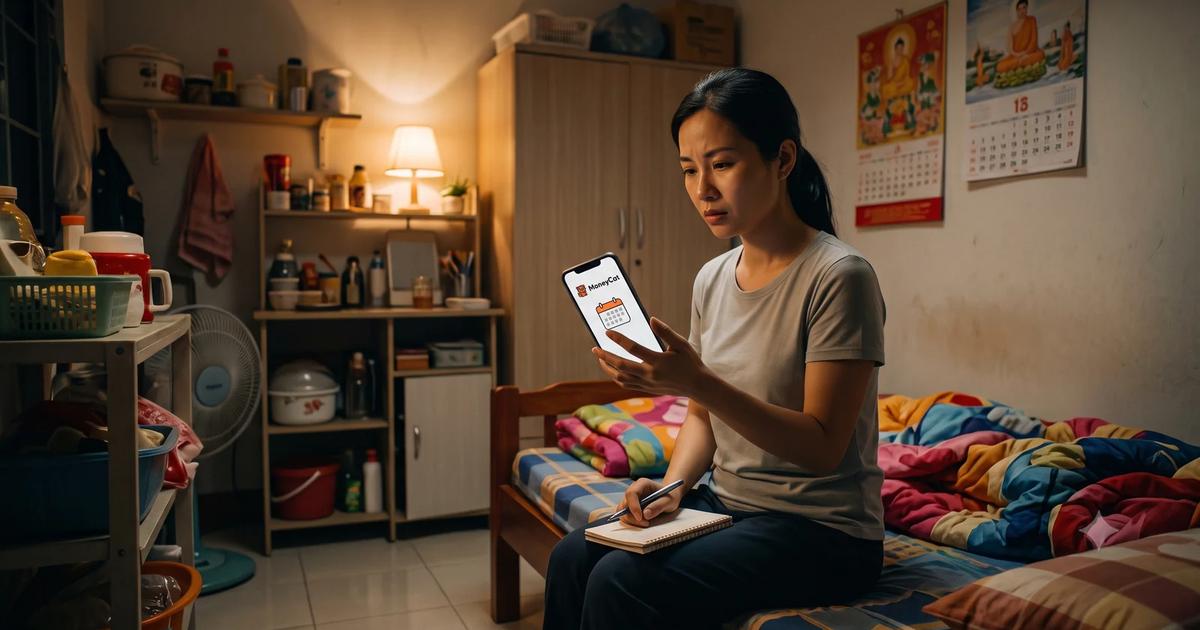Không trả MoneyCat có sao không - người vay lo lắng nhìn tin nhắc nợ trên điện thoại