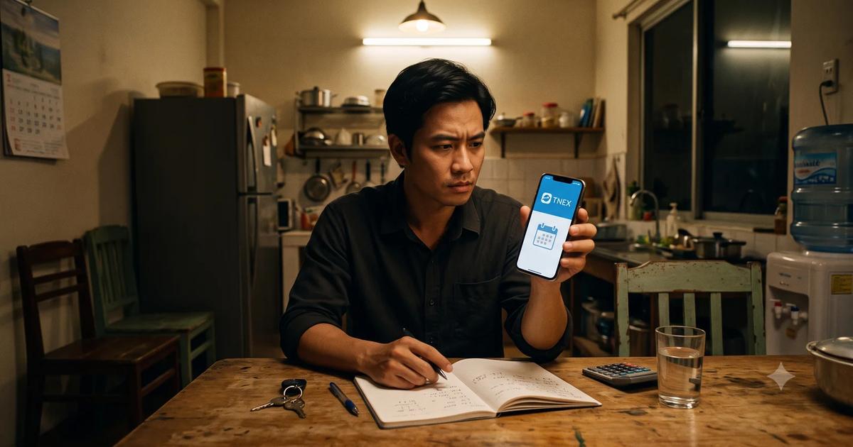 Không trả TNEX có sao không - người vay lo lắng nhìn lịch trả nợ trên app TNEX