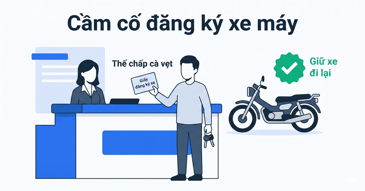 Cầm cố đăng ký xe máy - thế chấp cà vẹt, vẫn giữ xe đi lại mỗi ngày