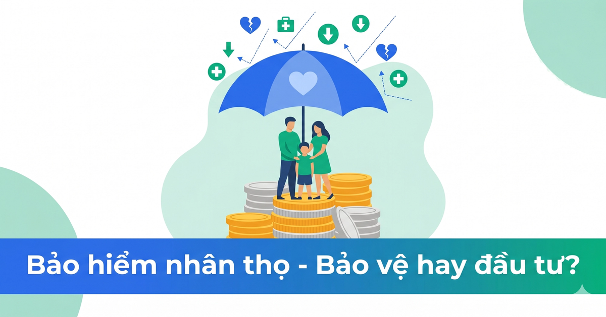 Bảo hiểm nhân thọ là gì - hình minh họa ô hình trái tim bảo vệ gia đình khỏi rủi ro tài chính
