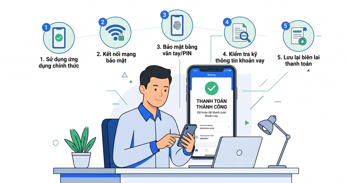 Hướng dẫn thanh toán nợ vay an toàn qua ứng dụng ngân hàng chính thức