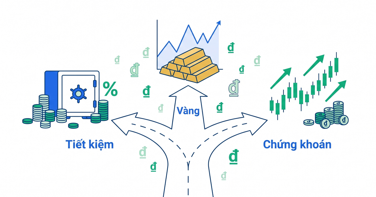 So sánh 3 kênh đầu tư phổ biến 2026 - tiết kiệm, vàng, chứng khoán