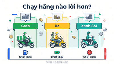 So sánh thu nhập tài xế công nghệ khi chạy Grab, Be hay Xanh SM năm 2026