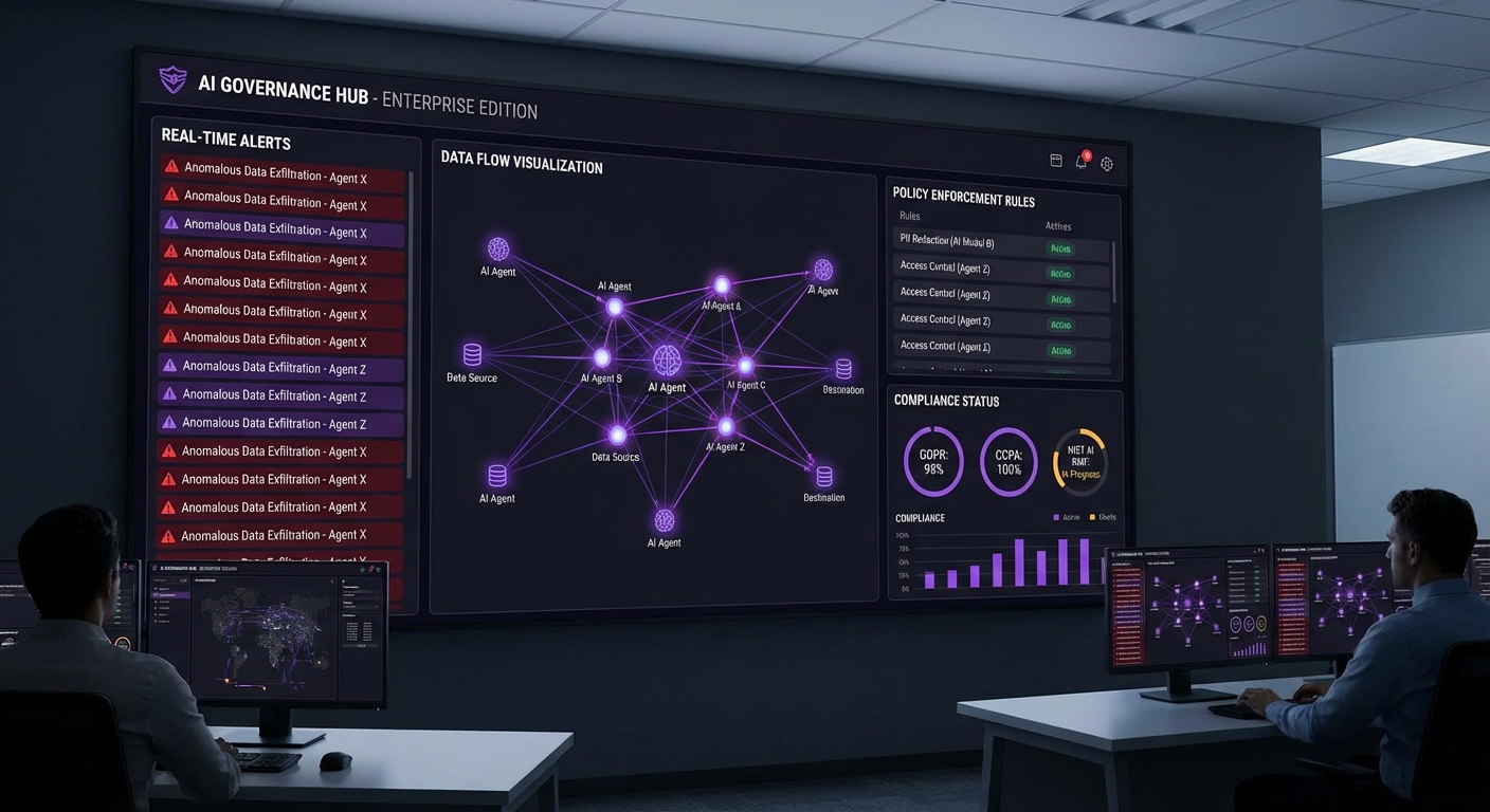 AI governance dashboard monitoring agentic AI activity across the enterprise