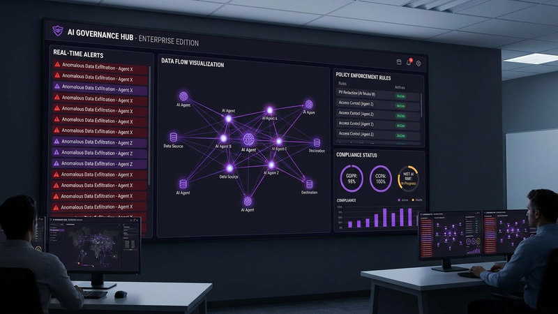 AI governance dashboard monitoring agentic AI activity across the enterprise