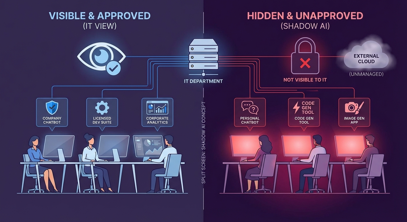 Shadow AI - unauthorized AI tool usage hidden from enterprise IT teams