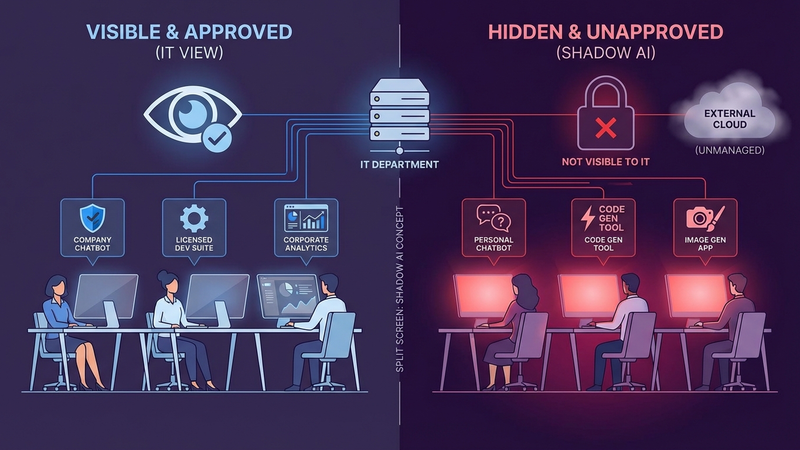 Shadow AI - unauthorized AI tool usage hidden from enterprise IT teams