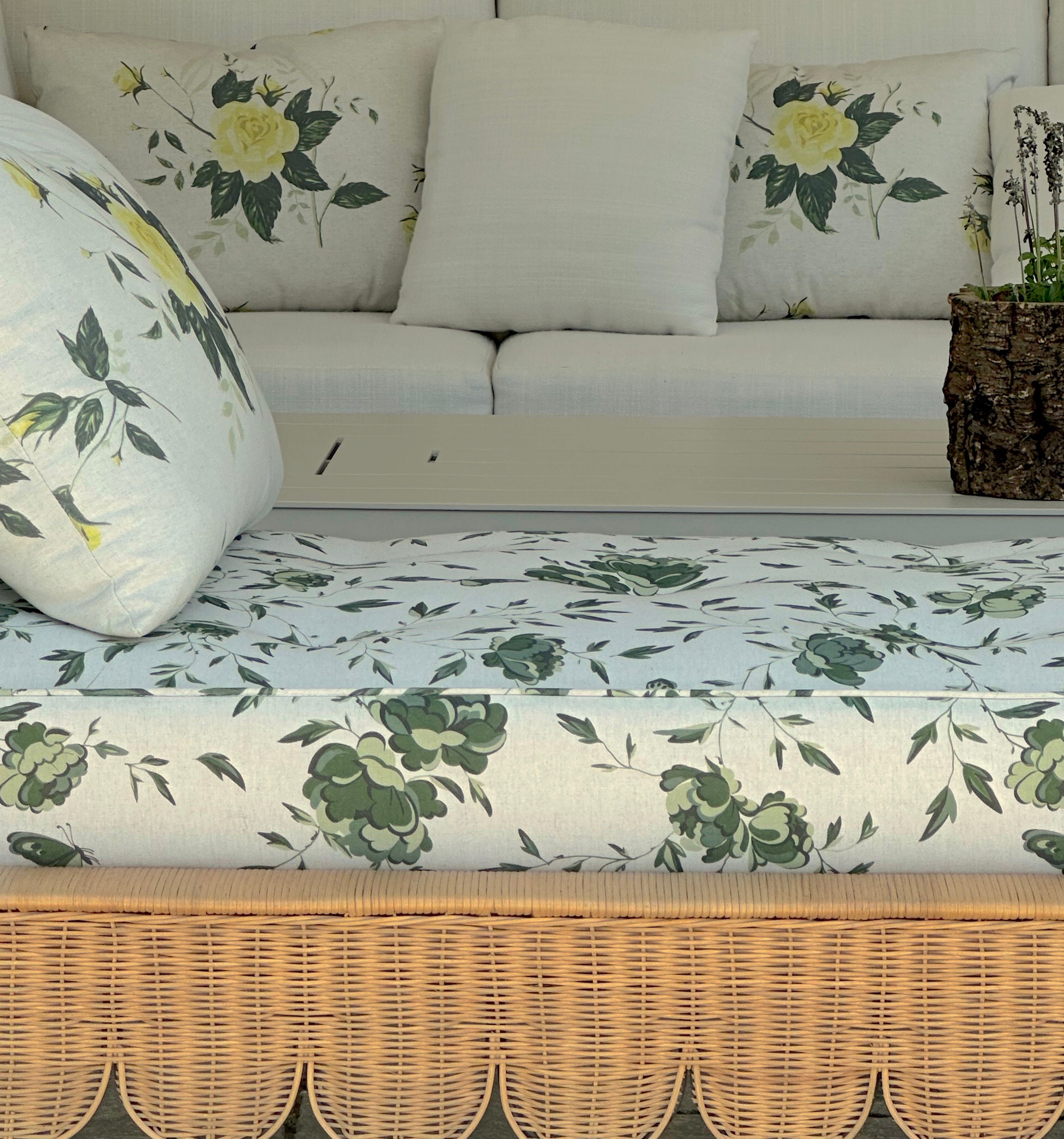 green tree peony bench