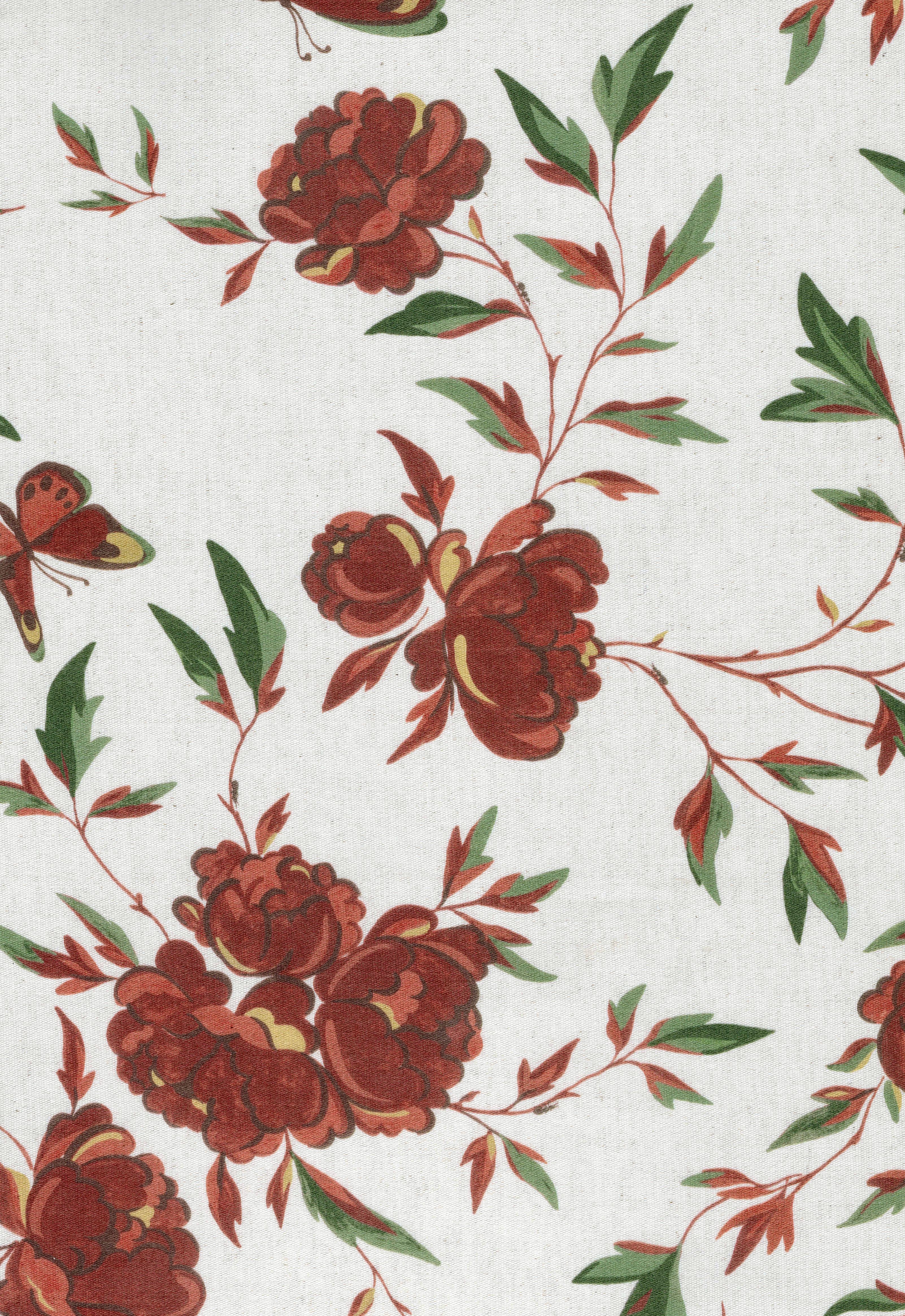 red tree peony fabric