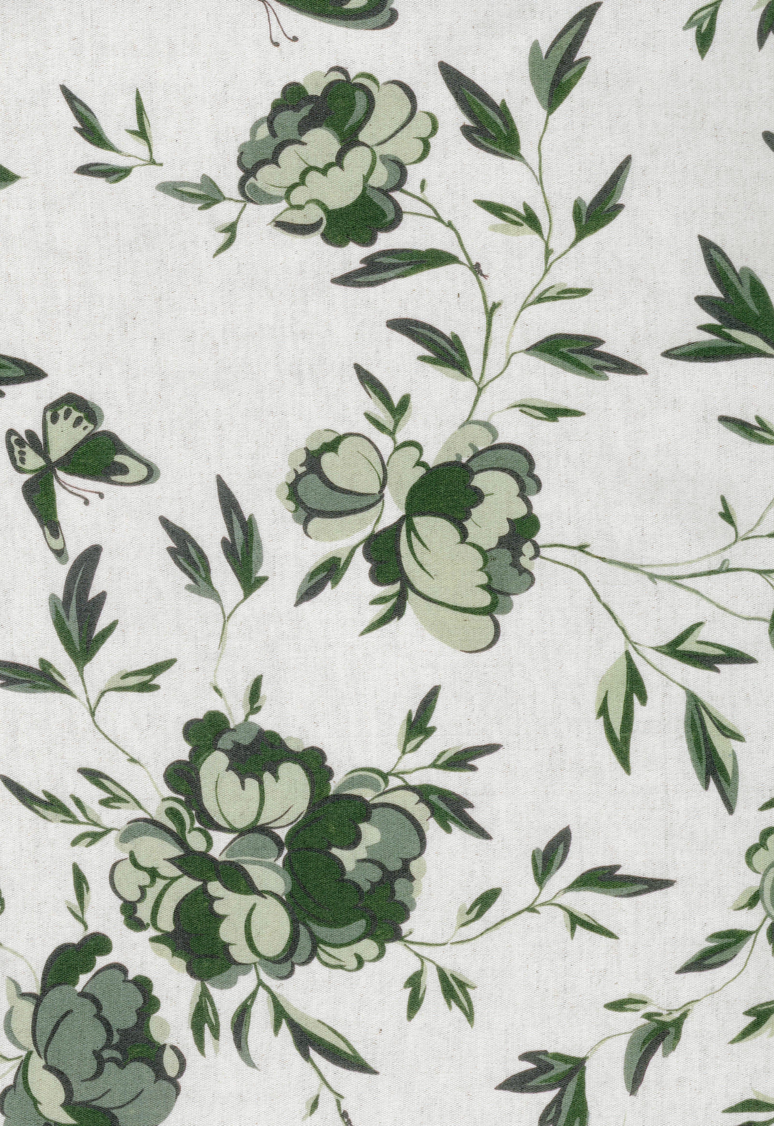green tree peony fabric