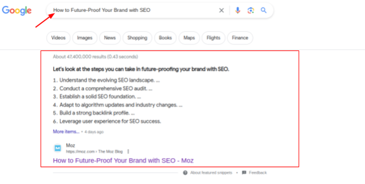 Search performance result 8