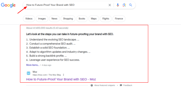 Search performance result 8
