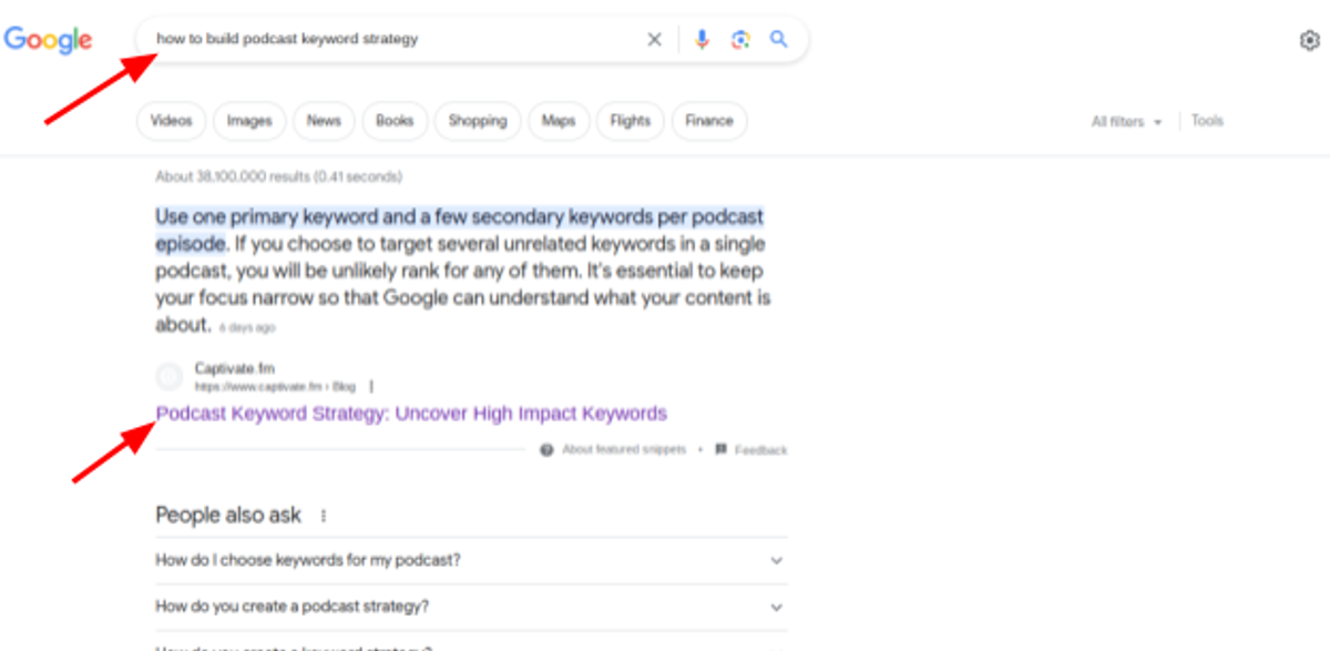 Search performance result 1