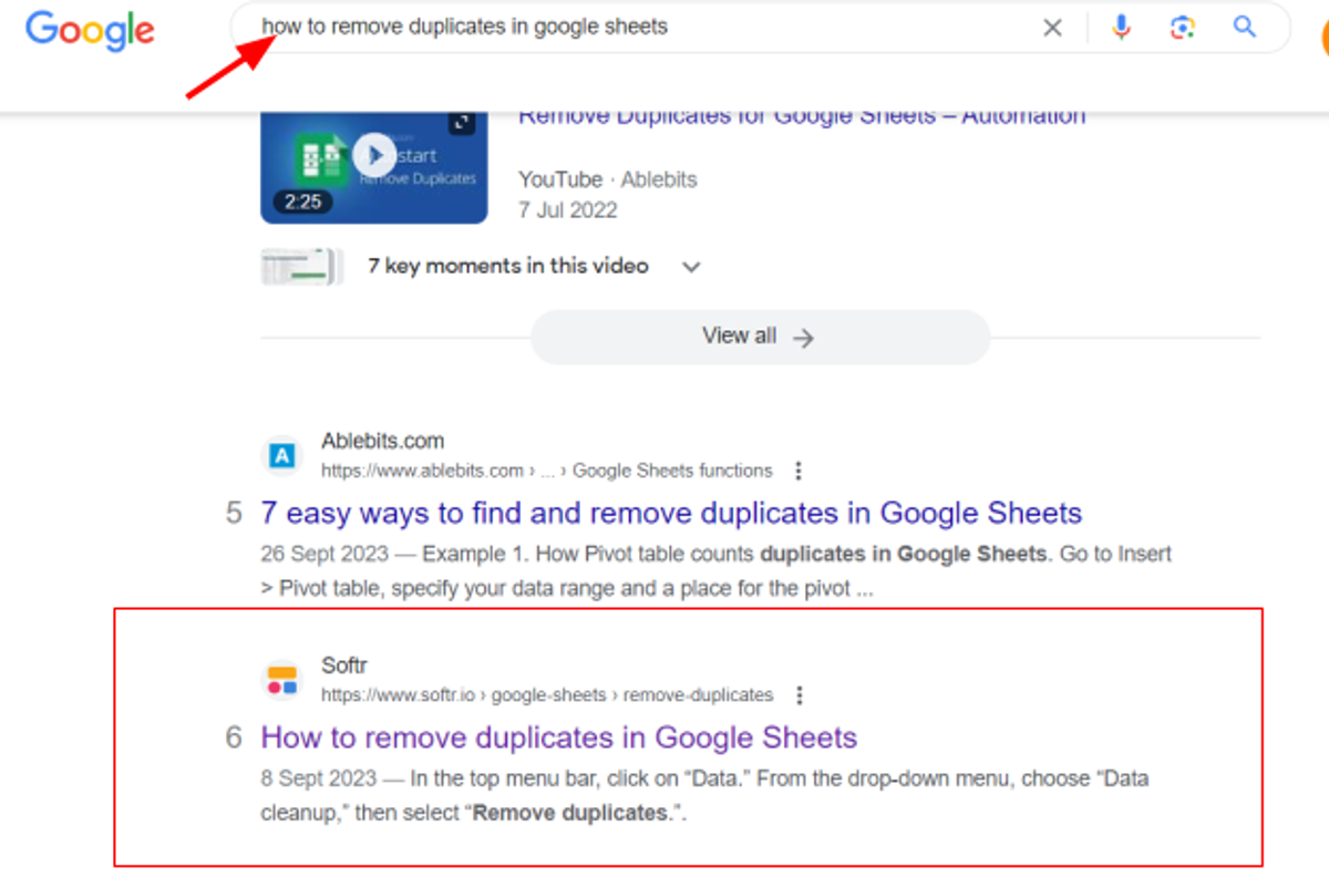 Search performance result 3