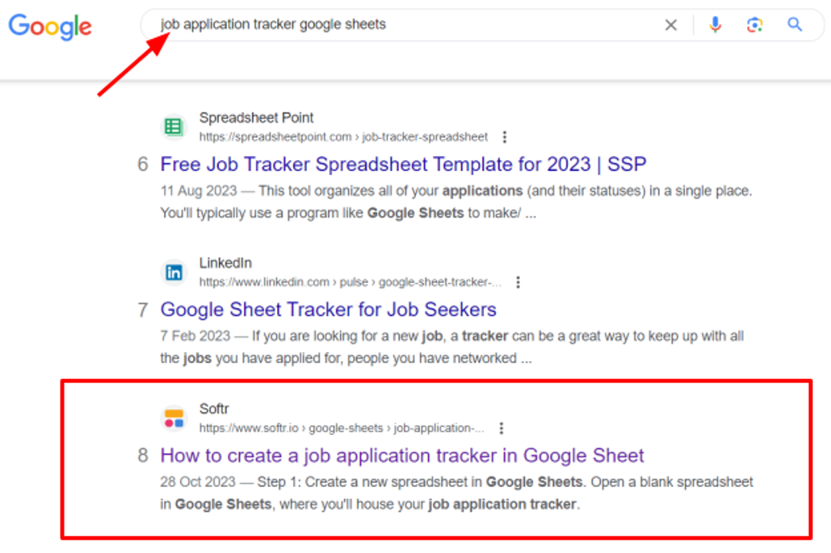 Search performance result 7