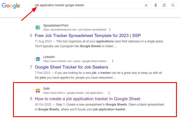 Search performance result 7