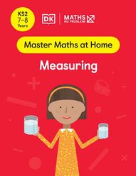 Master Maths at Home - Math — No Problem! Measuring cover with two primary grade 3 mathematicians. One child is holding a card with an equation 182 - 17 = ?