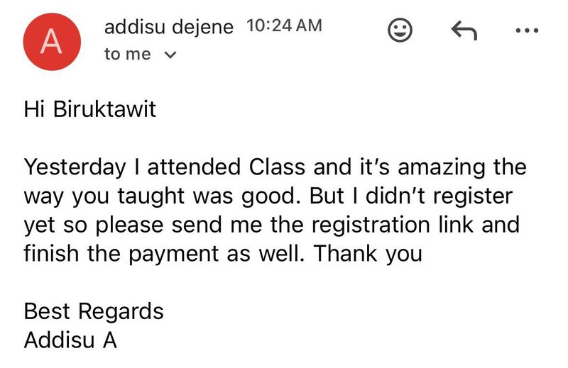 Student testimonial from Testimonial 17
