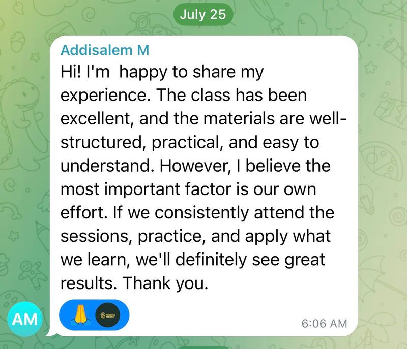 Student testimonial from Testimonial 16