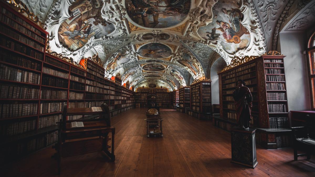 Photo of baroque library in Czech Republic