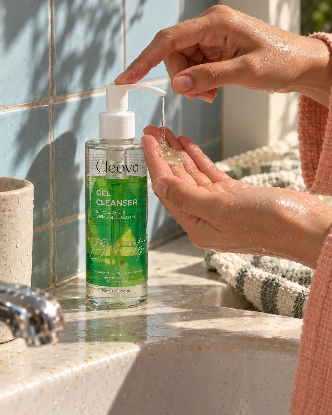 Gel Cleanser at the sink
