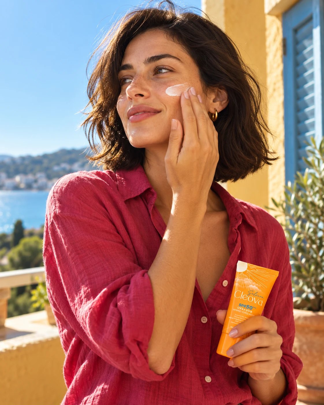 Sunlit skincare moment with Cleova Solvera