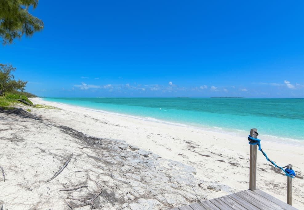 Beachfront white palm villa