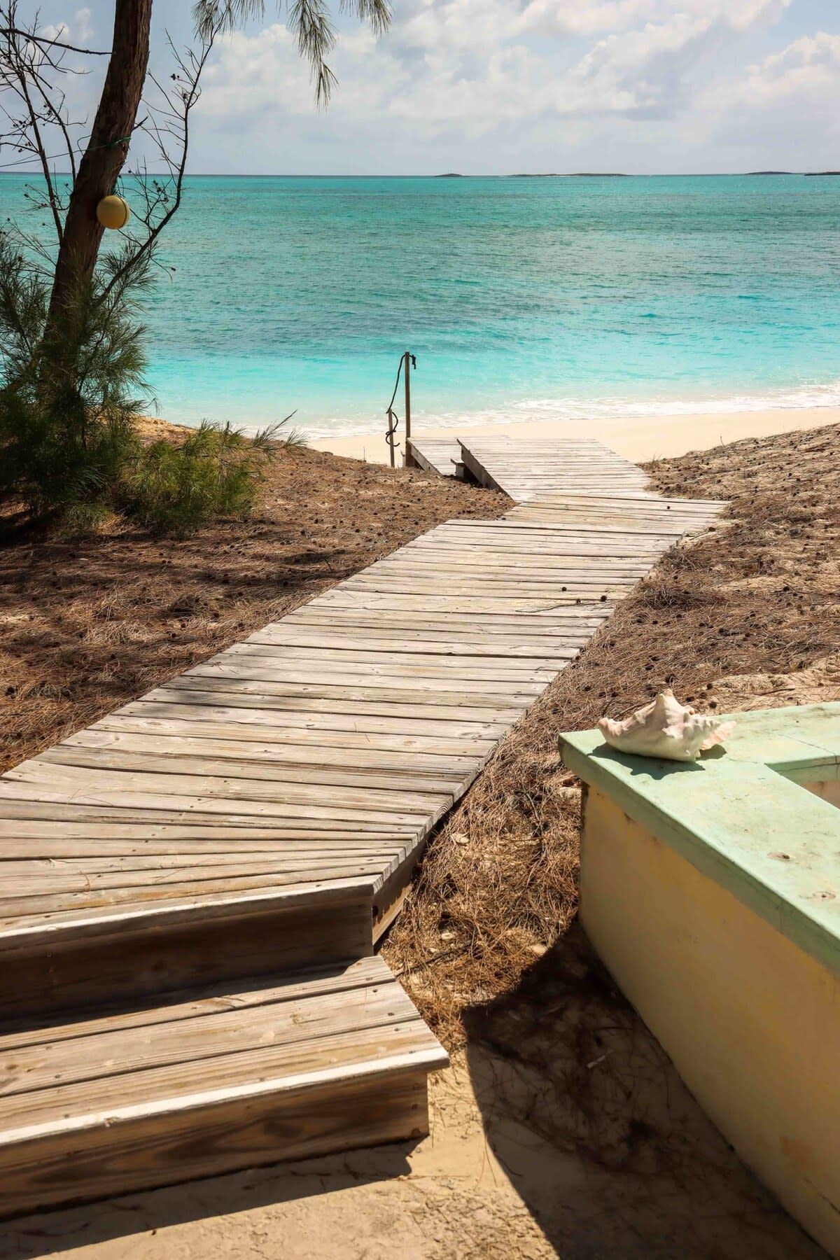 Beachfront white palm villa